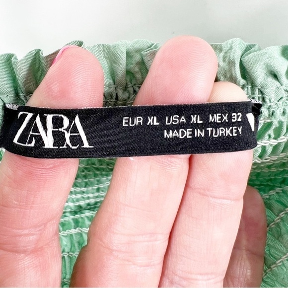 ✅ ZARA Textured Weave Dress - Washed Green SMOCKED SIZE X-LARGE - Picture 7 of 7